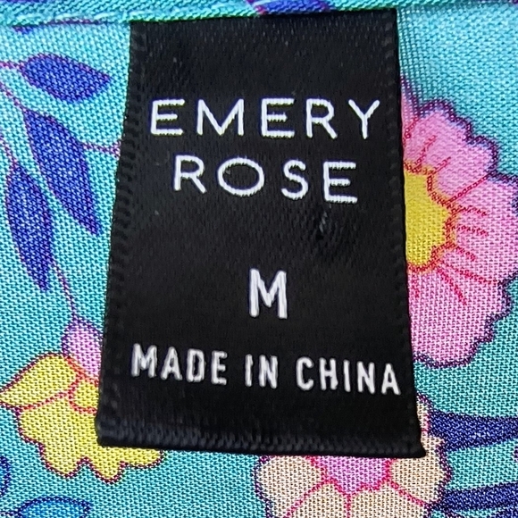 Emery Rose Colorful Floral Boho Lantern Sleeve Relaxed Tiered Smock Dress, M - Picture 3 of 10